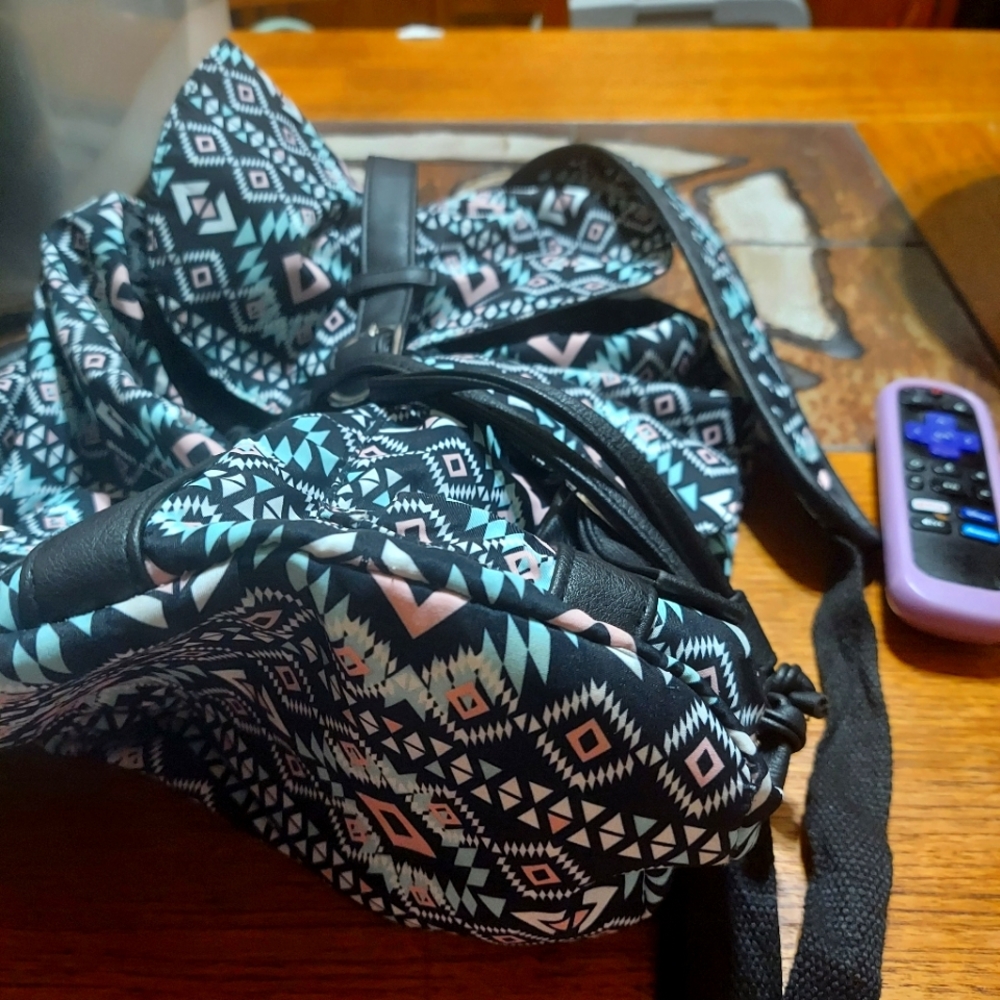 Aztec print fabric backpack